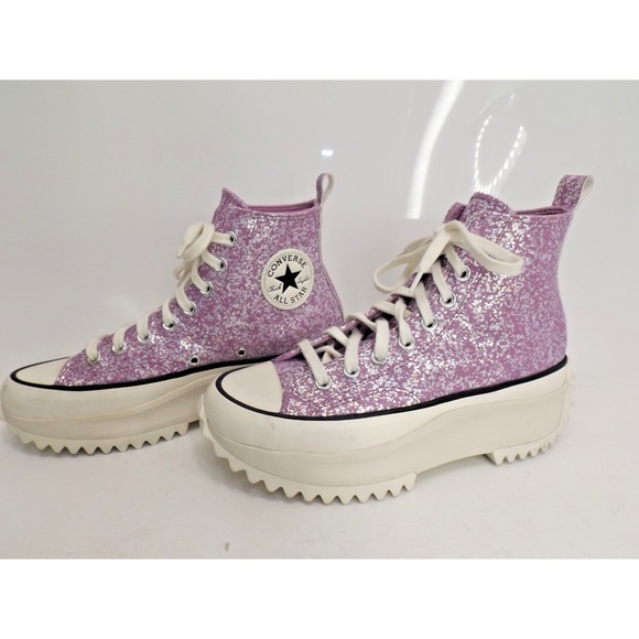 Converse Run Star Hike High Top Purple Glitter Platform Shoes-Ladies 9 / Men 7½ - Picture 9 of 16